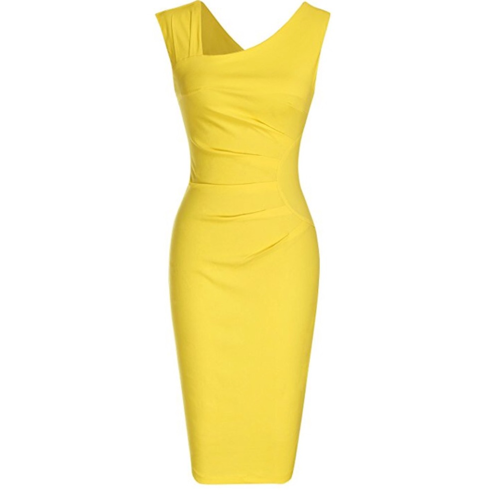 Yellow Women's Timeless Slim Pencil Dress